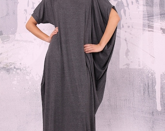 Gray maxi dress,extravagant dress,loose long dress, asymmetrical dress,plus size tunic, oversize maxi dress,custom plus size dress UM-012-VL