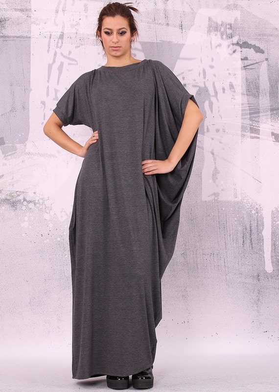 Gray dress/ extravagant dress/ loose long dress/ asymmetrical | Etsy