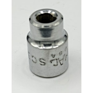 May include: A cylindrical chrome-plated steel socket tool with a hollow center. The exterior surface features the stamped text MAC SC3 USA, indicating the brand and origin. The metal has a reflective, polished finish with a stepped design.