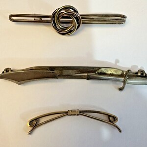 Lot of 3 Vintage Tie Clips (2)Krementz (1)Anson