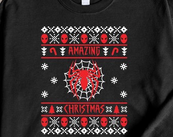 Spider Web Ugly Christmas Sweater, Unisex Holiday Party Sweatshirt