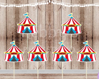 Carnival Party Cupcake Toppers/circus Party Cupcake Toppers/circus ...