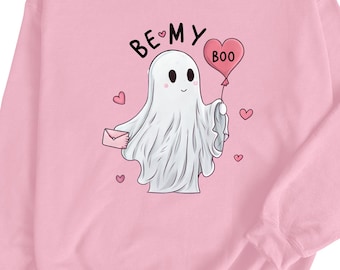 Be My Boo Ghost Crewneck Sweatshirt | Valentine Design | Unisex Gildan