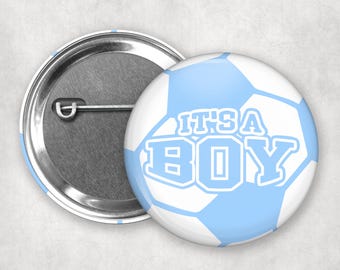 Soccer Ball Gender Reveal Buttons: It's A Boy Party Favors
