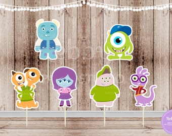 Monsters Theme Party - Set of 12 Assorted Monsters Inspired Cupcake Toppers