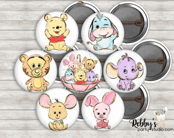 Bear & Friends Mini Buttons – Party Favor Packs (1 inch)