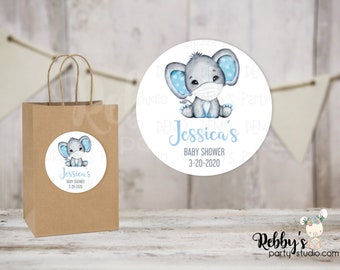 Elephant Baby Shower Stickers: Personalized Favor Stickers
