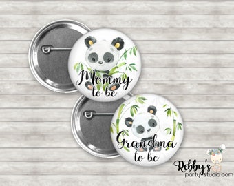 Panda Baby Shower Pin Button: Personalized Family Member Badge