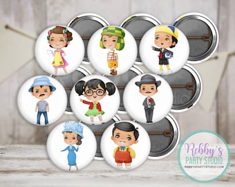 Vecindad y Amigos 1" Mini Buttons – Classic Cartoon Style Party Favor Packs (1 inch)