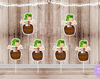 Chavo del Ocho Party - Set of 12 Chavo en el Barril Inspired Cupcake Toppers