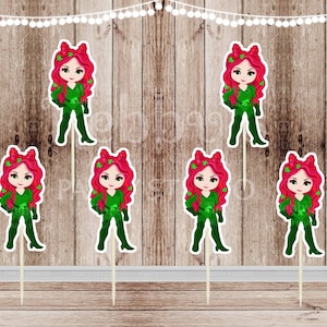 Superhero Villain Girl Party - Set of 12 Poison Ivy Girls Inspired Cupcake Toppers