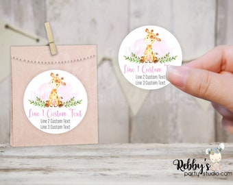 Giraffe Baby Shower Personalized Round Sticker