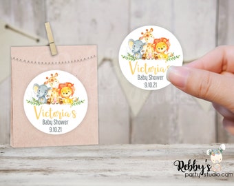 Jungle Safari Baby Shower Personalized Round Sticker