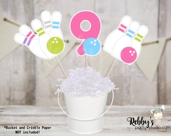 Girl Bowling Party Centerpiece Sticks - Set of 3