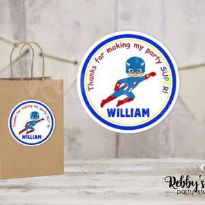 Super Hero Captain Birthday Personalized Round Sticker
