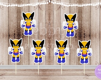 Action Superhero Boy Party - Set of 12 Wolverine Boys Inspired Cupcake Toppers