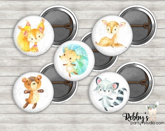 Forest Animals Mini Buttons – Party Favor Packs (1 inch)