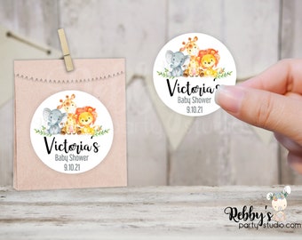 Jungle Safari Baby Shower Personalized Round Sticker