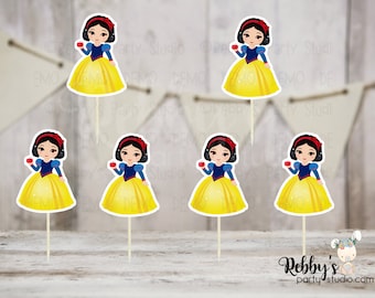 Snow White Party - Set of 12 Snow Princess Inspired Cupcake Toppers