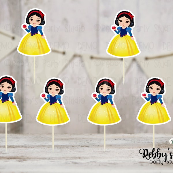 Snow White Party - Set of 12 Snow Princess Inspired Cupcake Toppers