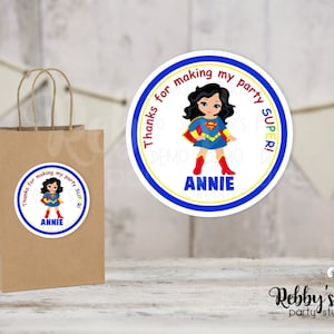 Super Hero Girl Birthday Personalized Round Sticker