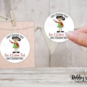 Chilindrina Inspired Personalized Round Stickers, Birthday Party Stickers, Goody Bag Stickers, 10 Different Sizes Available, DS04