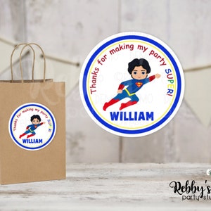 Super Hero Super Boy Birthday Personalized Round Sticker