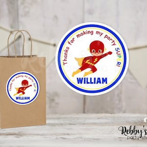 Super Hero Flash Birthday Personalized Round Sticker