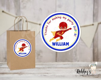 Super Hero Flash Birthday Personalized Round Sticker