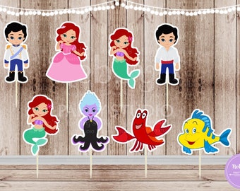 Mermaid Party - Set of 16 Assorted Mermaid and Friends Inspired Toppers