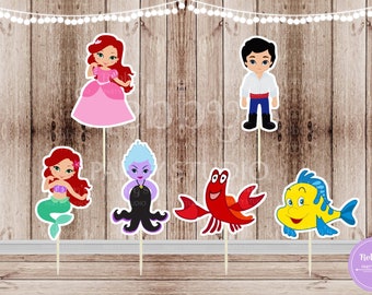 Mermaid Party - Set of 12 Assorted Mermaid and Friends Inspired Cupcake Toppers