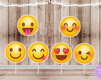 Emoji Party - Set of 12 Assorted 2" Emoji Inspired Cupcake Toppers