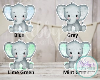 Baby Boy Elephant Cutouts – Party Decor for Cakes, Tables & Centerpieces