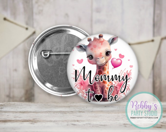 Featured listing image: Giraffe Baby Shower Pin: Custom Name Badge