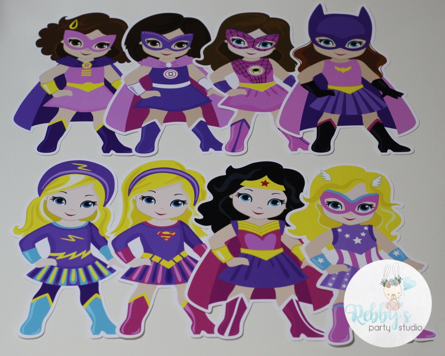 Assorted Pink Superhero Girl Inspired One Side Cut Outs Pink