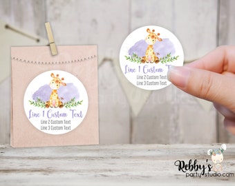 Giraffe Baby Shower Personalized Round Sticker