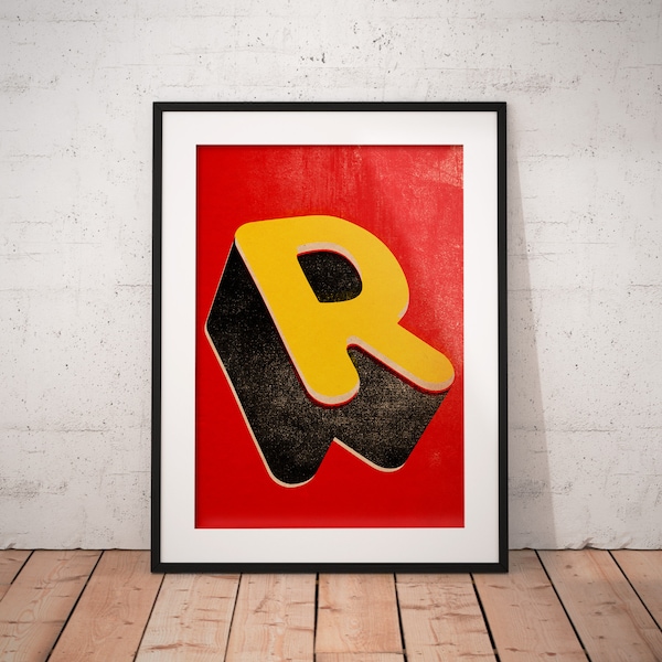 POSTER LETTER R, Printable Art Instant Download, Motivational Print, Typography, Home Decor, Wall Art, Wall Decor