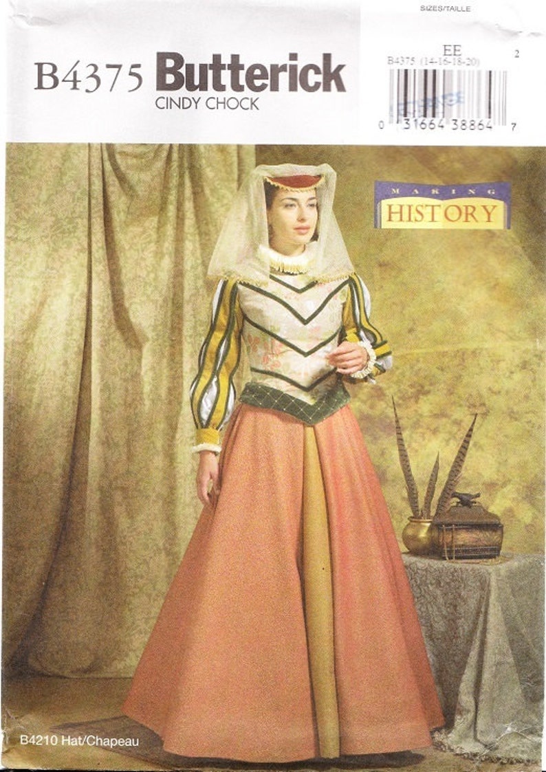 Renaissance Top Underskirt Neck Ruff 6-12 Butterick Sewing Pattern 4375 Skirt