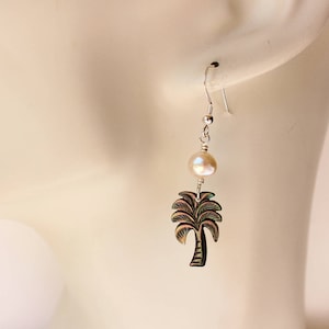 Black Lip Shell Palm Tree Earrings