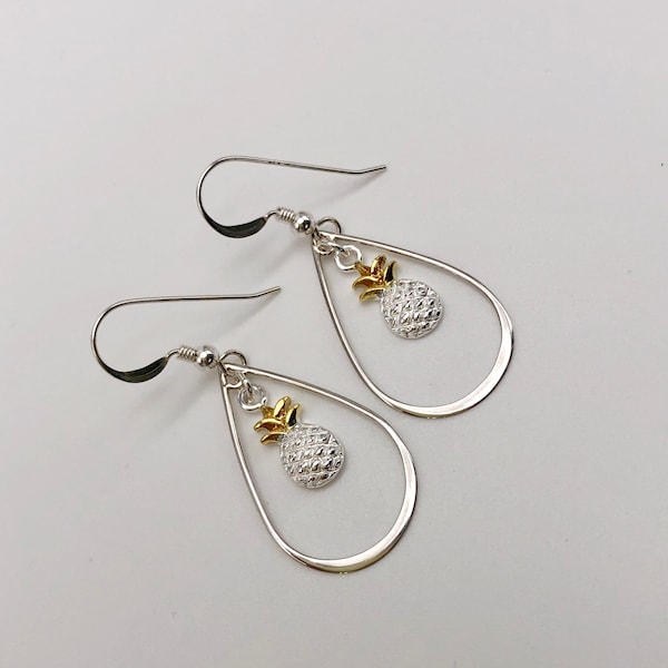 Silver and Gold Pineapple Chandelier Earrings