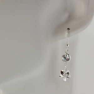 Sterling Silver Zirconia Plumeria Drop Earrings