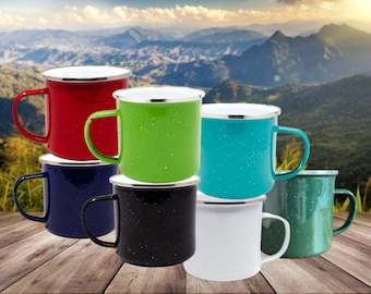 Personalize a 17oz Camping Mug, Enamel Camp Mugs, Speckled Mug, Camping Mug, Custom Camp Mug