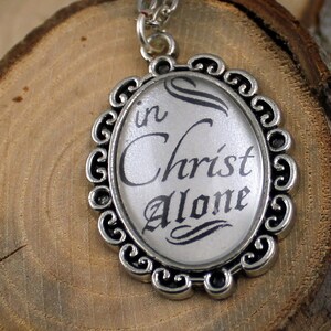 Pendant necklace In Christ Alone Vintage style Christian Loop Pendant & Chain Hymn Drop