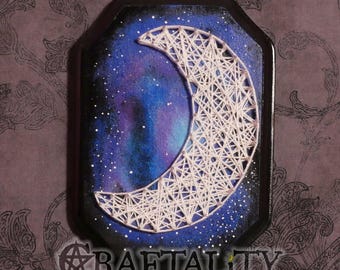 Galaxy Moon String Art Plaque