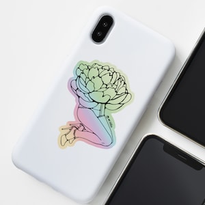 Floral head woman Holographic sticker - Holographic sticker - Die cut sticker - Sexy vinyl sticker - Kick ass sticker - Holographic sticker