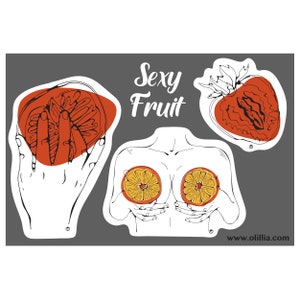 Foglio di adesivi di frutta sexy - Adesivo per adulti - Adesivo in vinile - Adesivo maturo - Foglio di adesivi sessuali - Mini adesivo in vinile - impermeabile