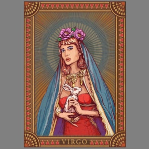 Zodiac Virgo- Virgo print - Virgo birthday - Astrology lover gift - Virgo Horoscope- Zodiac gift- Mystical Art- Zodiac wall decor- Virgo art