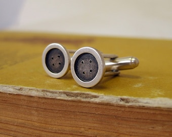 Sterling Silver Cufflinks/Button Cufflinks/Gift Idea For Him