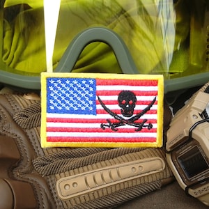 Cool Tactical USA American Pirate Flag Embroidered Morale Patch Badge Diving 7cm