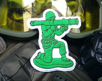 Tactical Green Military Man Bazooka Special Forces Morale Patch Badge 8cm - 3.2 inch Iron On or Hook Back